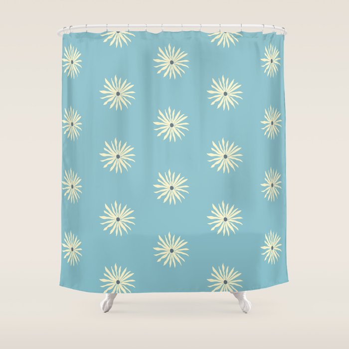 Retro Sun - Blue Sky Shower Curtain Gallery Image 1