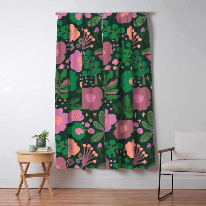 Pink blooming Window Curtain