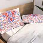 Sacred Lotus Mandala - Red & Blue Palette Pillow Sham Gallery Image 2
