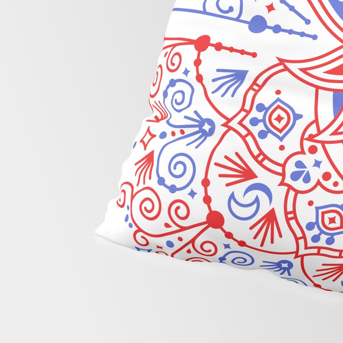 Sacred Lotus Mandala - Red & Blue Palette Pillow Sham Gallery Image 4