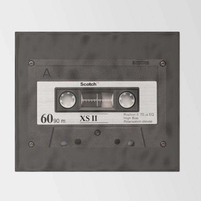Cassette Tape Black And White #decor #society6 #buyart Throw Blanket Gallery Image 2