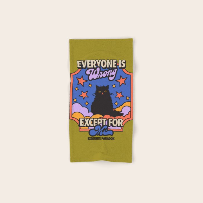 Everyone Is Wrong Except For Me - Cat Illustration Bath Towel Gallery Image 1