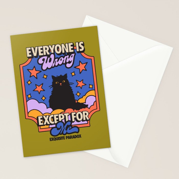 Everyone Is Wrong Except For Me - Cat Illustration Stationery Card Gallery Image 2