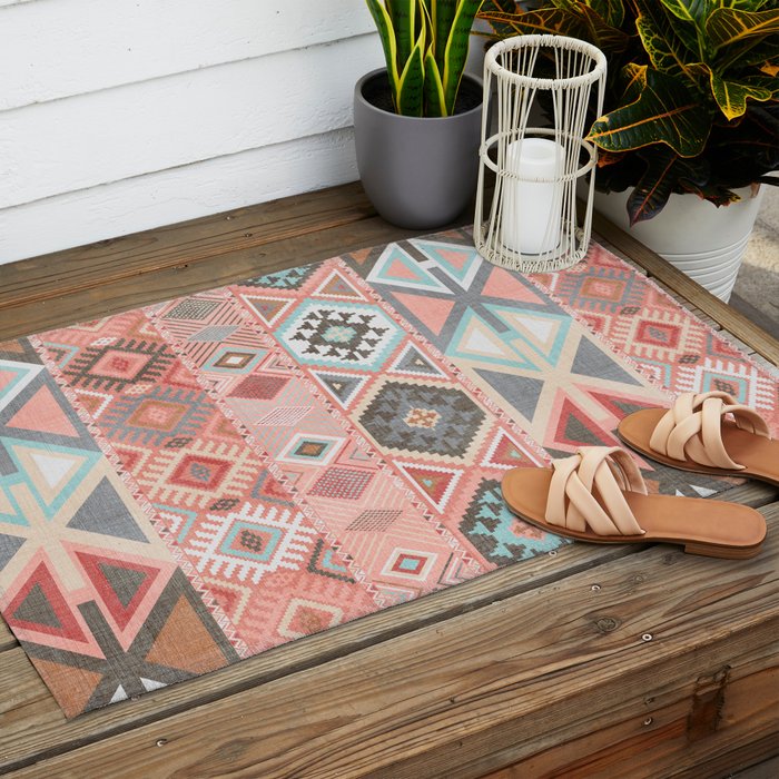Aztec Artisan in Pink Outdoor Rug Gallery Image 2