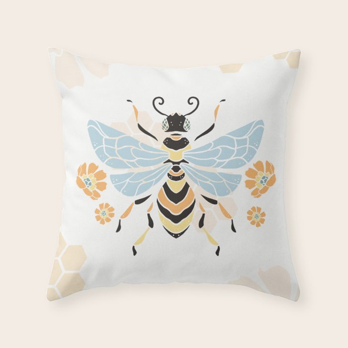 Honey Bee Abstract Pattern Throw Pillow Gallery Image 6