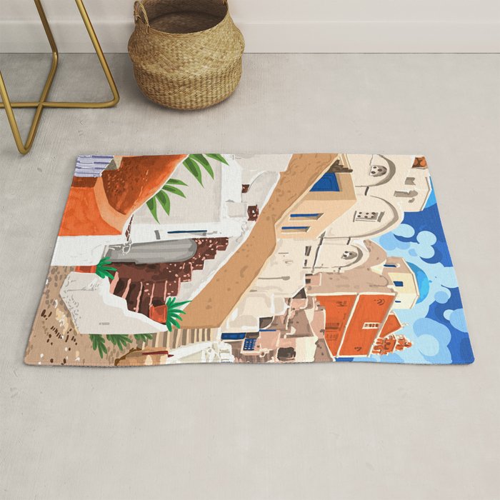 Somewhere Far Far Away | Sicily Italy Greece Architecture | Travel Buildings Beautiful Cityscape Rug Gallery Image 1