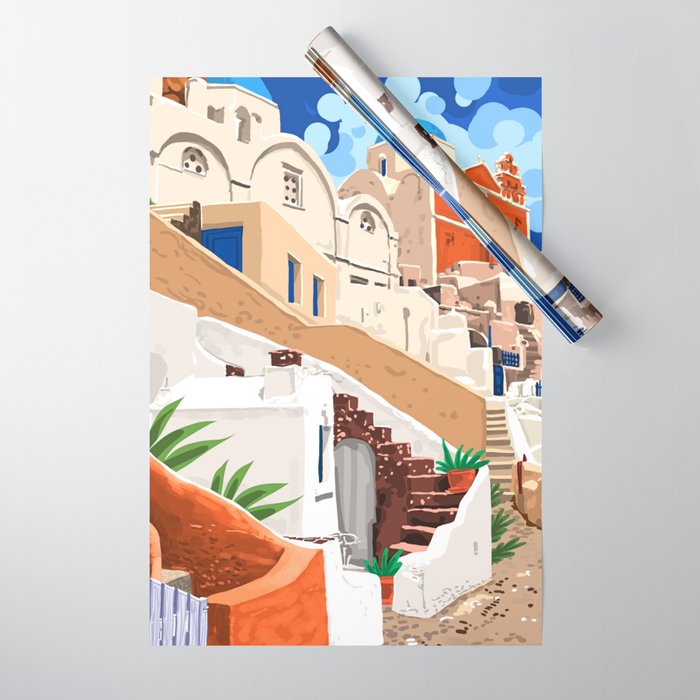 Somewhere Far Far Away | Sicily Italy Greece Architecture | Travel Buildings Beautiful Cityscape Wrapping Paper Gallery Image 1