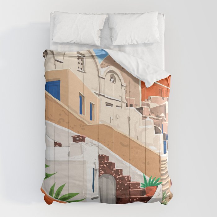 Somewhere Far Far Away | Sicily Italy Greece Architecture | Travel Buildings Beautiful Cityscape Comforter Gallery Image 1