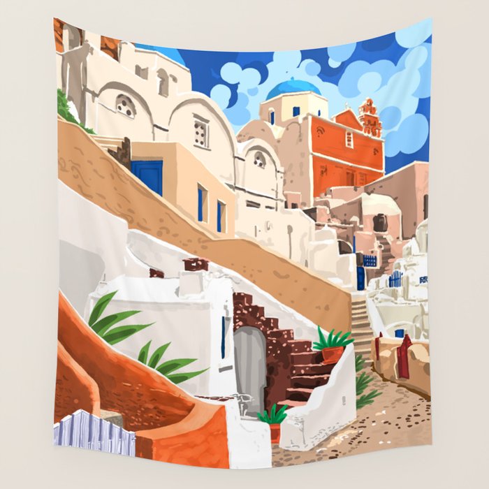 Somewhere Far Far Away | Sicily Italy Greece Architecture | Travel Buildings Beautiful Cityscape Wall Tapestry Gallery Image 4