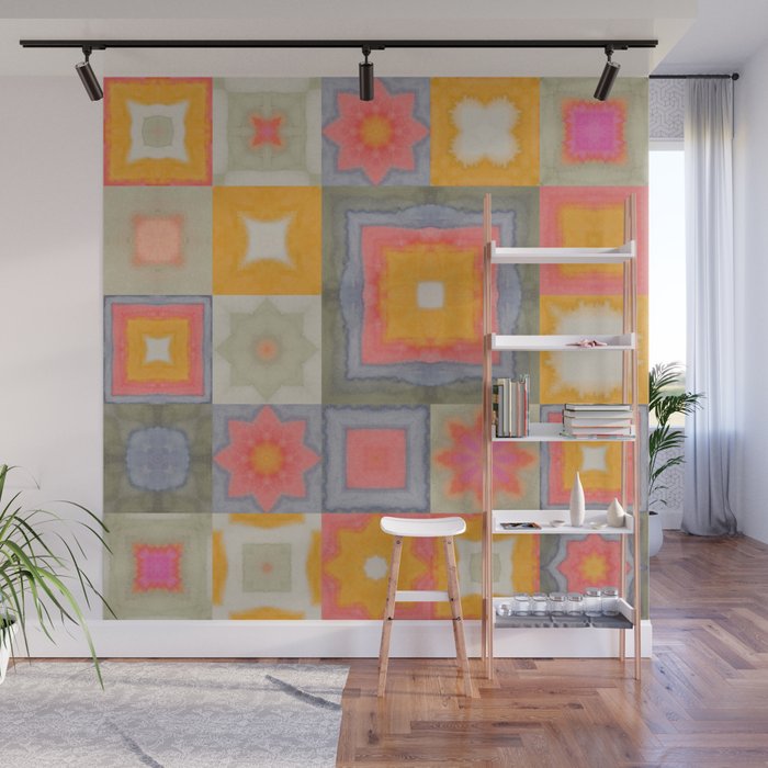Watercolor Tiles Wall Mural Gallery Image 1