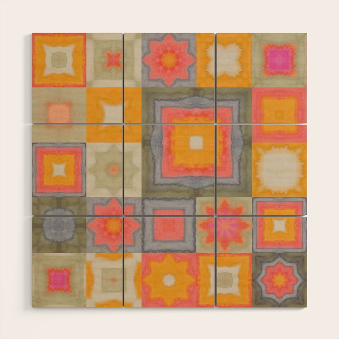 Watercolor Tiles Wood Wall Art Gallery Image 1