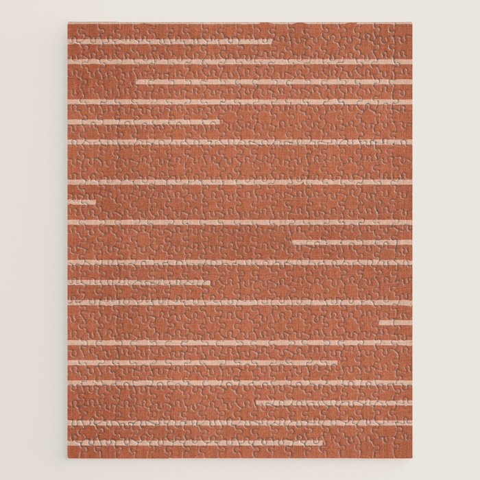 Geometric Art, Colorful Stripes, Terracotta Jigsaw Puzzle Gallery Image 1