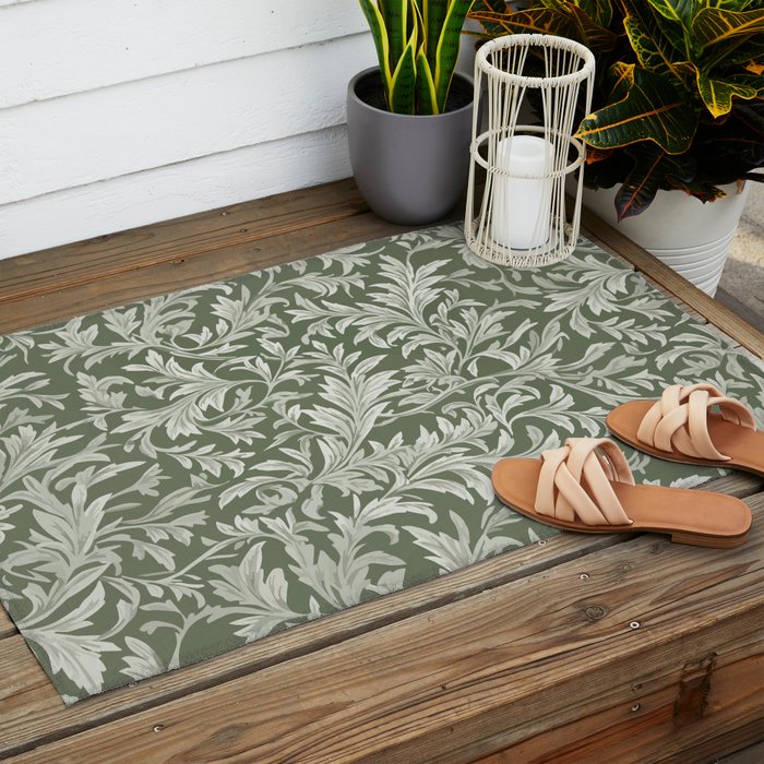 Countryside Bloom Sage Leaf Outdoor Rug Gallery Image 2