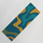 Retro Liquid Swirl Abstract Pattern Square in Moroccan Blue, Teal, Olive, Orange, and Ochre Yoga Mat Gallery Image 1