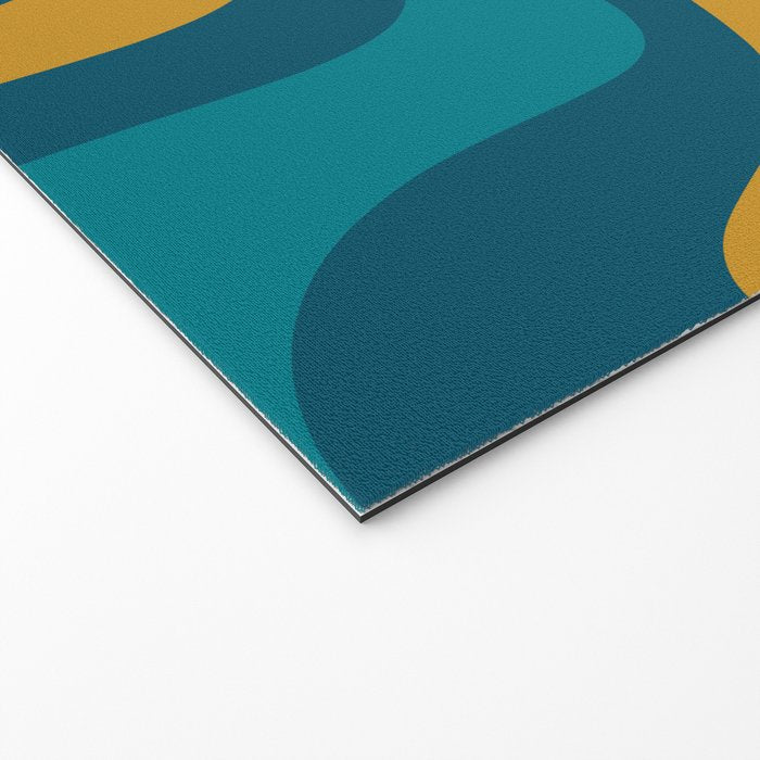 Retro Liquid Swirl Abstract Pattern Square in Moroccan Blue, Teal, Olive, Orange, and Ochre Welcome Mat Gallery Image 2