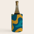 Retro Liquid Swirl Abstract Pattern Square in Moroccan Blue, Teal, Olive, Orange, and Ochre Wine Chiller Gallery Image 1