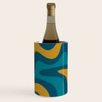 Retro Liquid Swirl Abstract Pattern Square in Moroccan Blue, Teal, Olive, Orange, and Ochre Wine Chiller Gallery Image 3