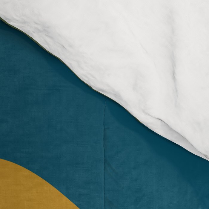 Retro Liquid Swirl Abstract Pattern Square in Moroccan Blue, Teal, Olive, Orange, and Ochre Comforter Gallery Image 4