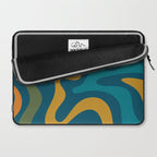 Retro Liquid Swirl Abstract Pattern Square in Moroccan Blue, Teal, Olive, Orange, and Ochre Laptop Sleeve Gallery Image 2