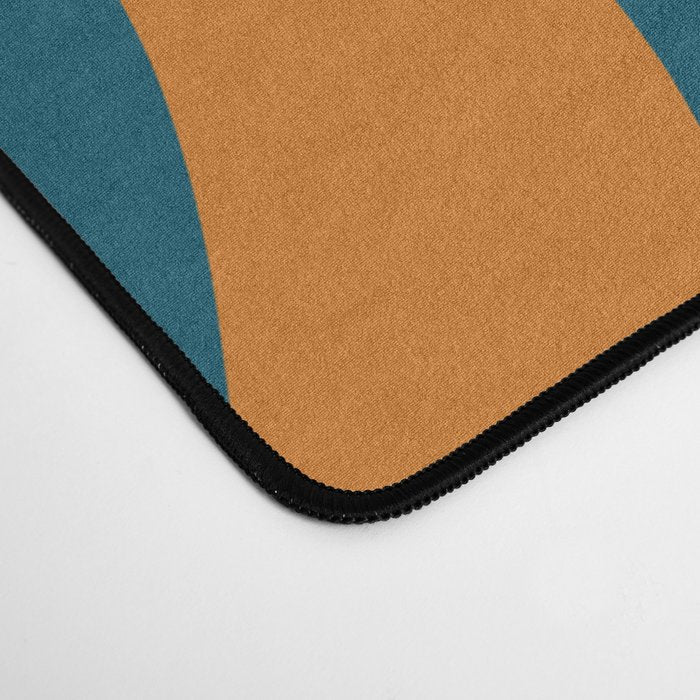 Retro Liquid Swirl Abstract Pattern Square in Moroccan Blue, Teal, Olive, Orange, and Ochre Desk Mat Gallery Image 4