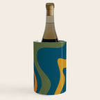 Retro Liquid Swirl Abstract Pattern Square in Moroccan Blue, Teal, Olive, Orange, and Ochre Wine Chiller Gallery Image 2