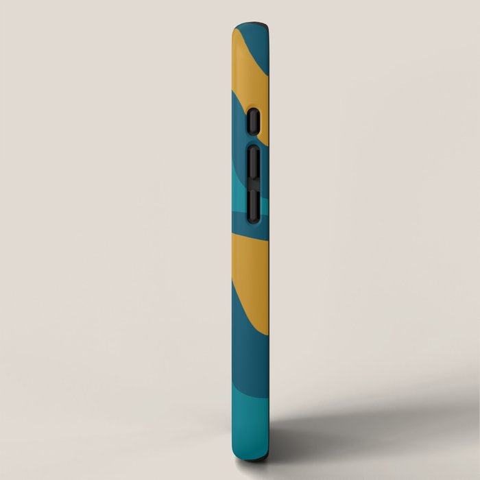 Retro Liquid Swirl Abstract Pattern Square in Moroccan Blue, Teal, Olive, Orange, and Ochre iPhone Case Gallery Image 2