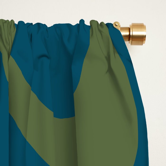 Retro Liquid Swirl Abstract Pattern Square in Moroccan Blue, Teal, Olive, Orange, and Ochre Window Curtain Gallery Image 2