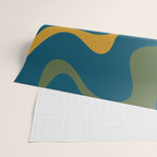 Retro Liquid Swirl Abstract Pattern Square in Moroccan Blue, Teal, Olive, Orange, and Ochre Wrapping Paper Gallery Image 2