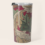 William Morris Acanthus Leaves Madder Thyme Red Green Vintage Pattern Travel Mug Gallery Image 3