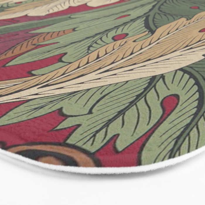 William Morris Acanthus Leaves Madder Thyme Red Green Vintage Pattern Bath Mat Gallery Image 3