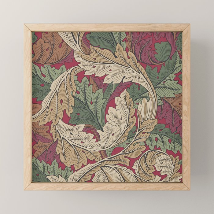 William Morris Acanthus Leaves Madder Thyme Red Green Vintage Pattern Mini Art Print Gallery Image 1