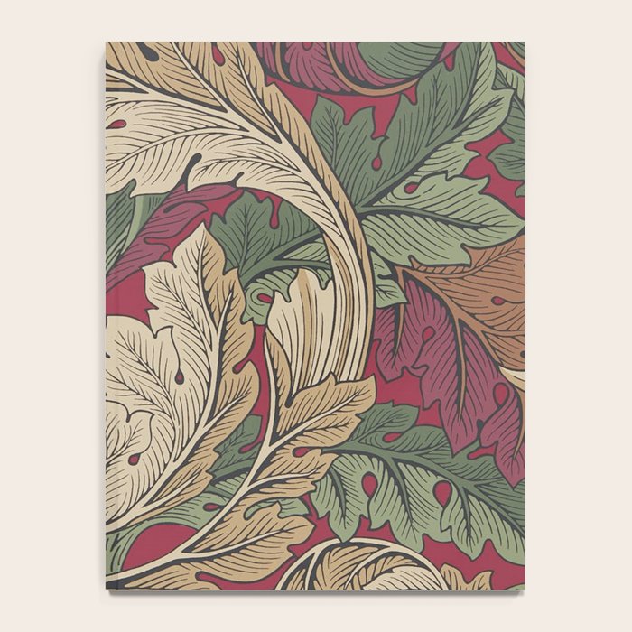 William Morris Acanthus Leaves Madder Thyme Red Green Vintage Pattern Notebook Gallery Image 4