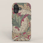 William Morris Acanthus Leaves Madder Thyme Red Green Vintage Pattern iPhone Case Gallery Image 1