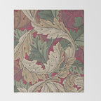 William Morris Acanthus Leaves Madder Thyme Red Green Vintage Pattern Throw Blanket Gallery Image 2