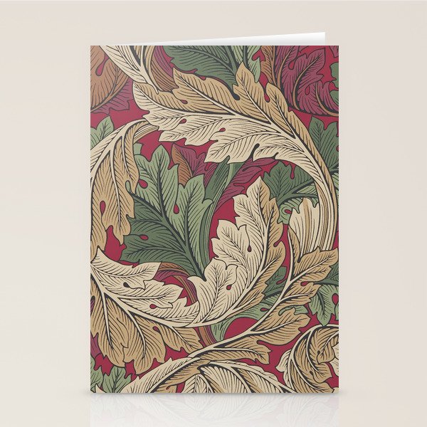 William Morris Acanthus Leaves Madder Thyme Red Green Vintage Pattern Stationery Card Gallery Image 1