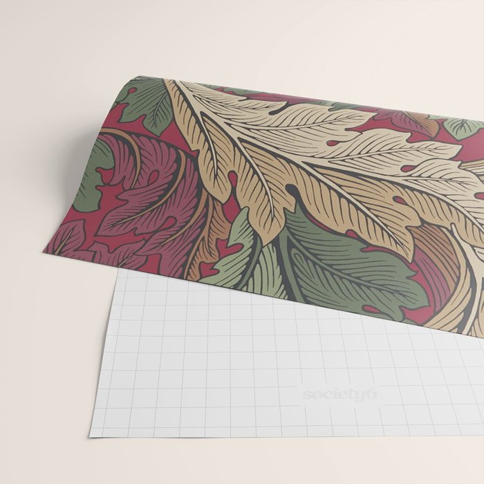 William Morris Acanthus Leaves Madder Thyme Red Green Vintage Pattern Wrapping Paper Gallery Image 2