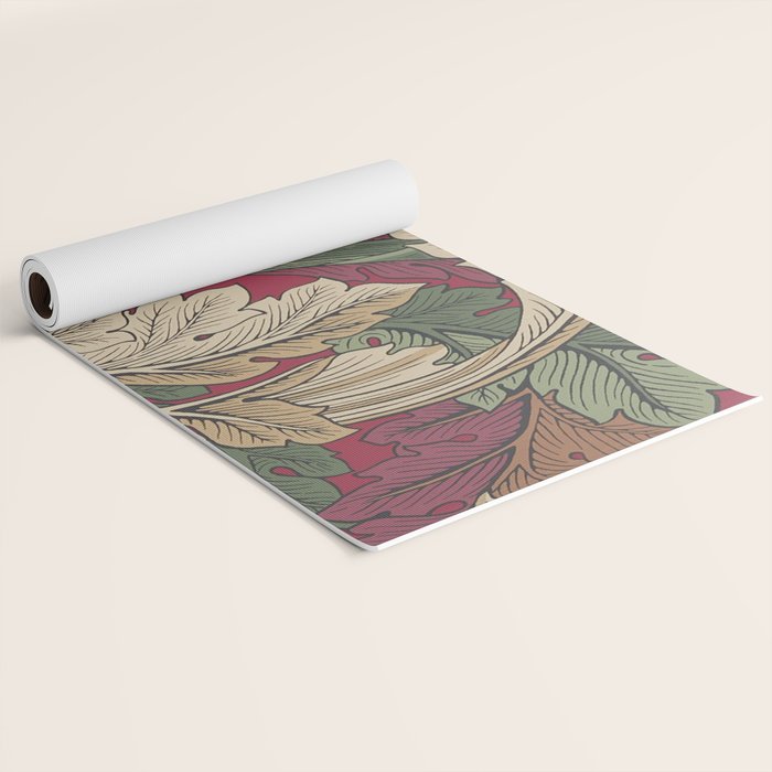 William Morris Acanthus Leaves Madder Thyme Red Green Vintage Pattern Yoga Mat Gallery Image 2