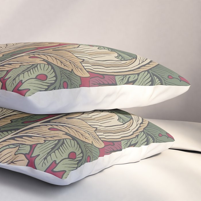 William Morris Acanthus Leaves Madder Thyme Red Green Vintage Pattern Pillow Sham Gallery Image 3