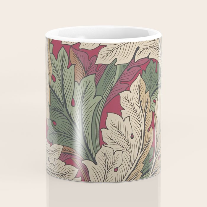 William Morris Acanthus Leaves Madder Thyme Red Green Vintage Pattern Coffee Mug Gallery Image 4