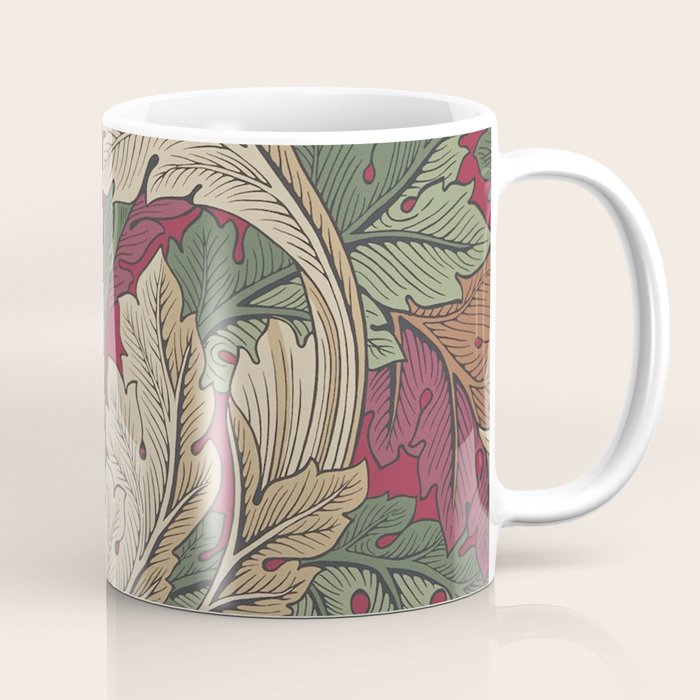 William Morris Acanthus Leaves Madder Thyme Red Green Vintage Pattern Coffee Mug Gallery Image 1