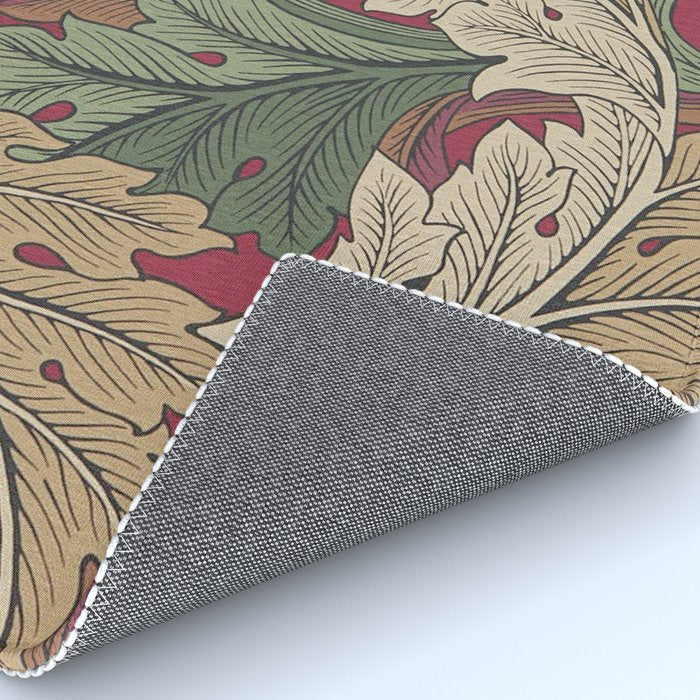 William Morris Acanthus Leaves Madder Thyme Red Green Vintage Pattern Rug Gallery Image 4