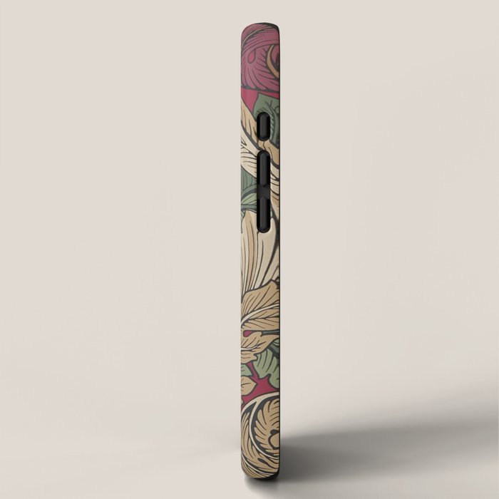 William Morris Acanthus Leaves Madder Thyme Red Green Vintage Pattern iPhone Case Gallery Image 2