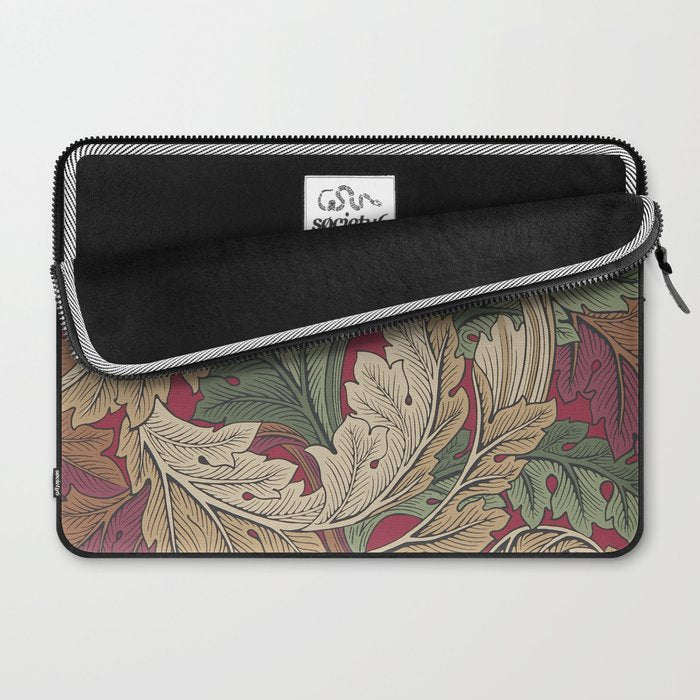William Morris Acanthus Leaves Madder Thyme Red Green Vintage Pattern Laptop Sleeve Gallery Image 2