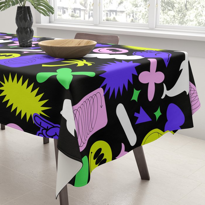Trendy y2k sticker art pattern Tablecloth Gallery Image 3