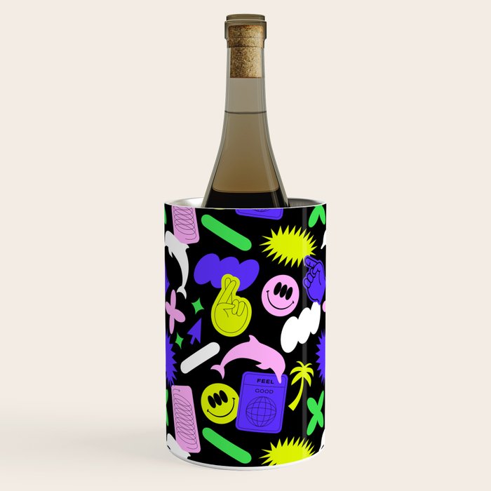 Trendy y2k sticker art pattern Wine Chiller Gallery Image 2
