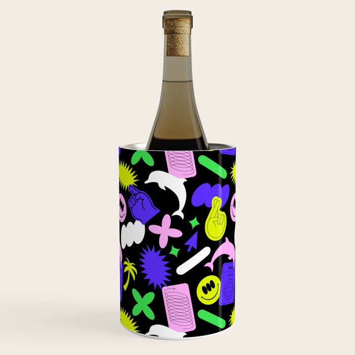 Trendy y2k sticker art pattern Wine Chiller Gallery Image 1