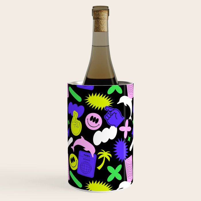 Trendy y2k sticker art pattern Wine Chiller Gallery Image 3