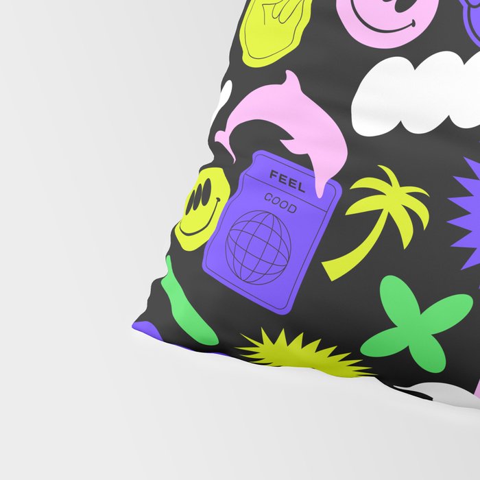 Trendy y2k sticker art pattern Pillow Sham Gallery Image 4