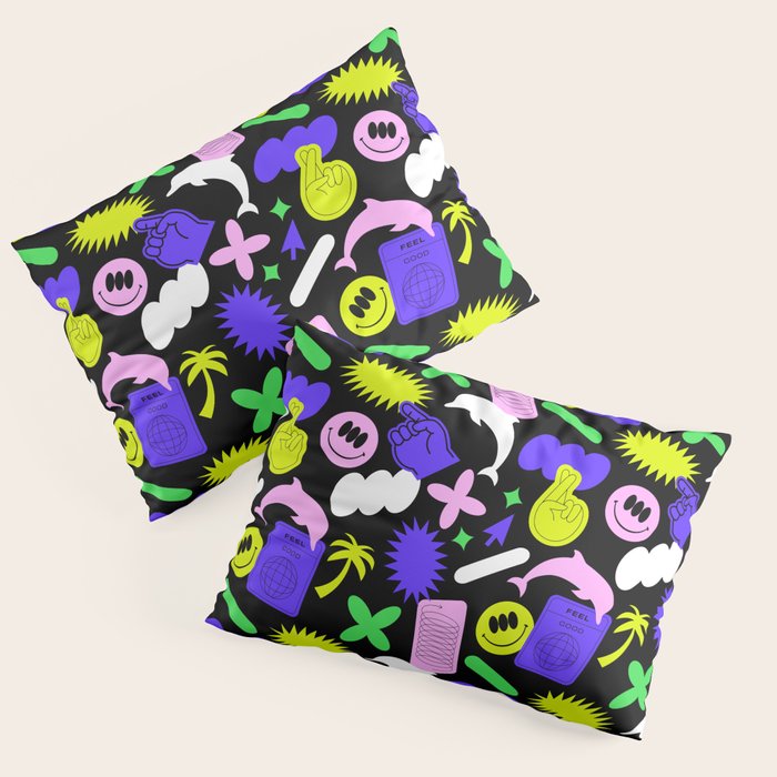 Trendy y2k sticker art pattern Pillow Sham Gallery Image 1
