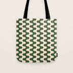 Retro Mid Century Modern Waves in Forest Green and Creamy White Tote Bag Gallery Image 1